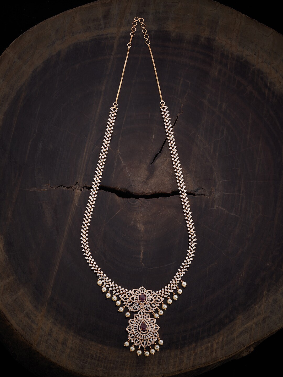 

Kushal's Fashion Jewellery Gold-Plated Cubic Zirconia Stone-Studded Necklace