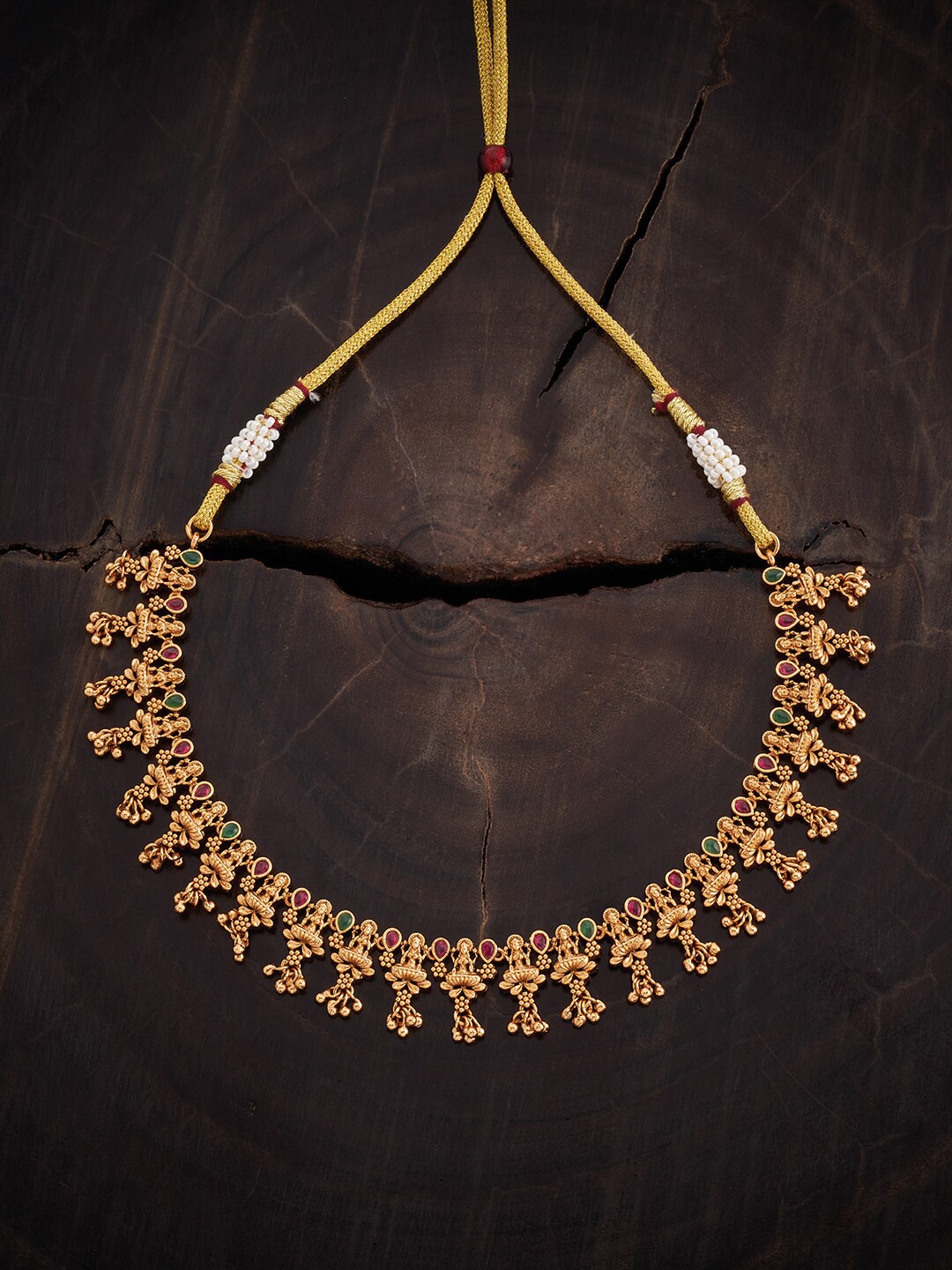 

Kushal's Fashion Jewellery Gold-Plated Stone-Studded Antique Necklace