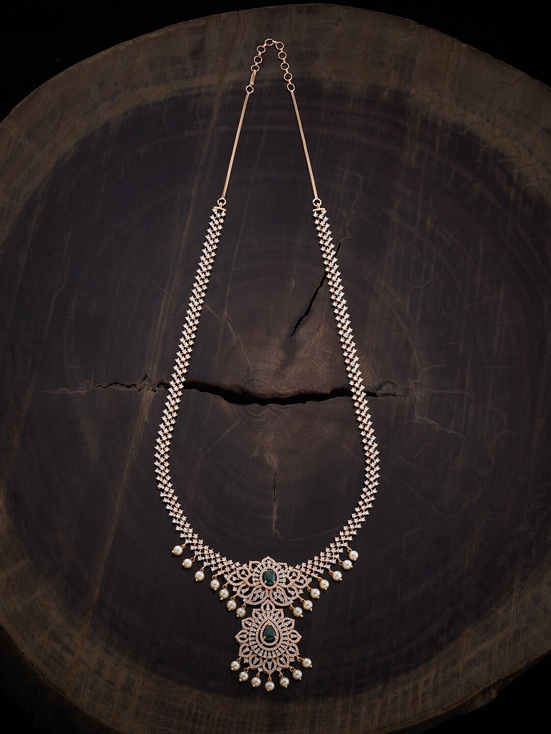 

Kushal's Fashion Jewellery Gold-Plated Cubic Zirconia Stone Studded Necklace