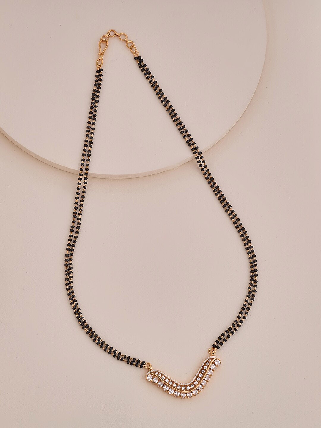 

Kushal's Fashion Jewellery Gold-Plated CZ Stone-Studded & Beaded Mangalsutra