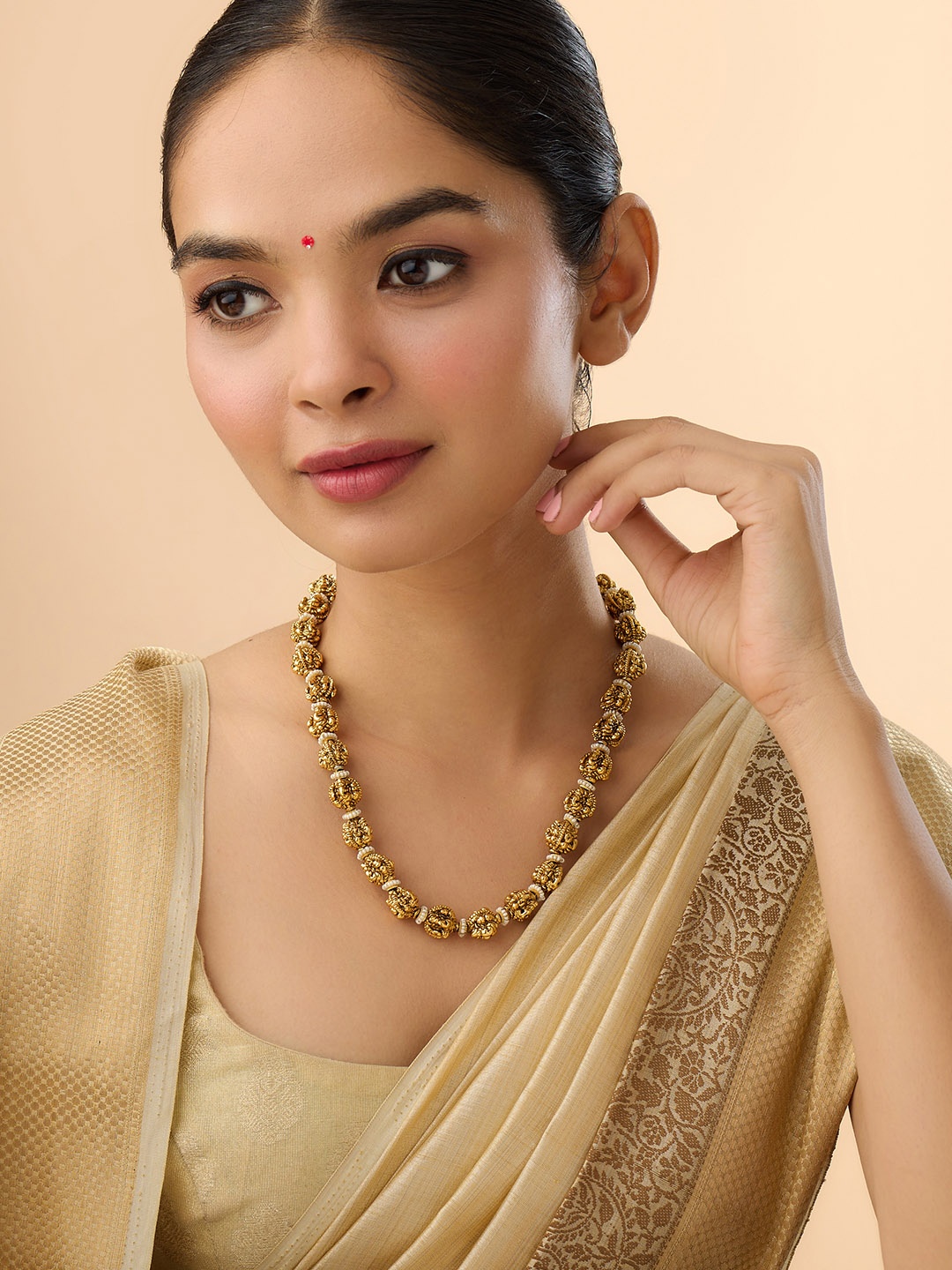 

Kushal's Fashion Jewellery Copper Gold-Plated Antique Necklace
