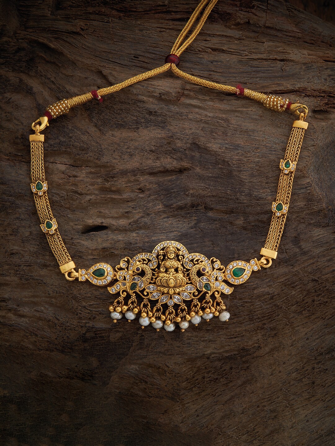 

Kushal's Fashion Jewellery 92.5 Pure Silver Temple Gold-Plated Armlet Bracelet