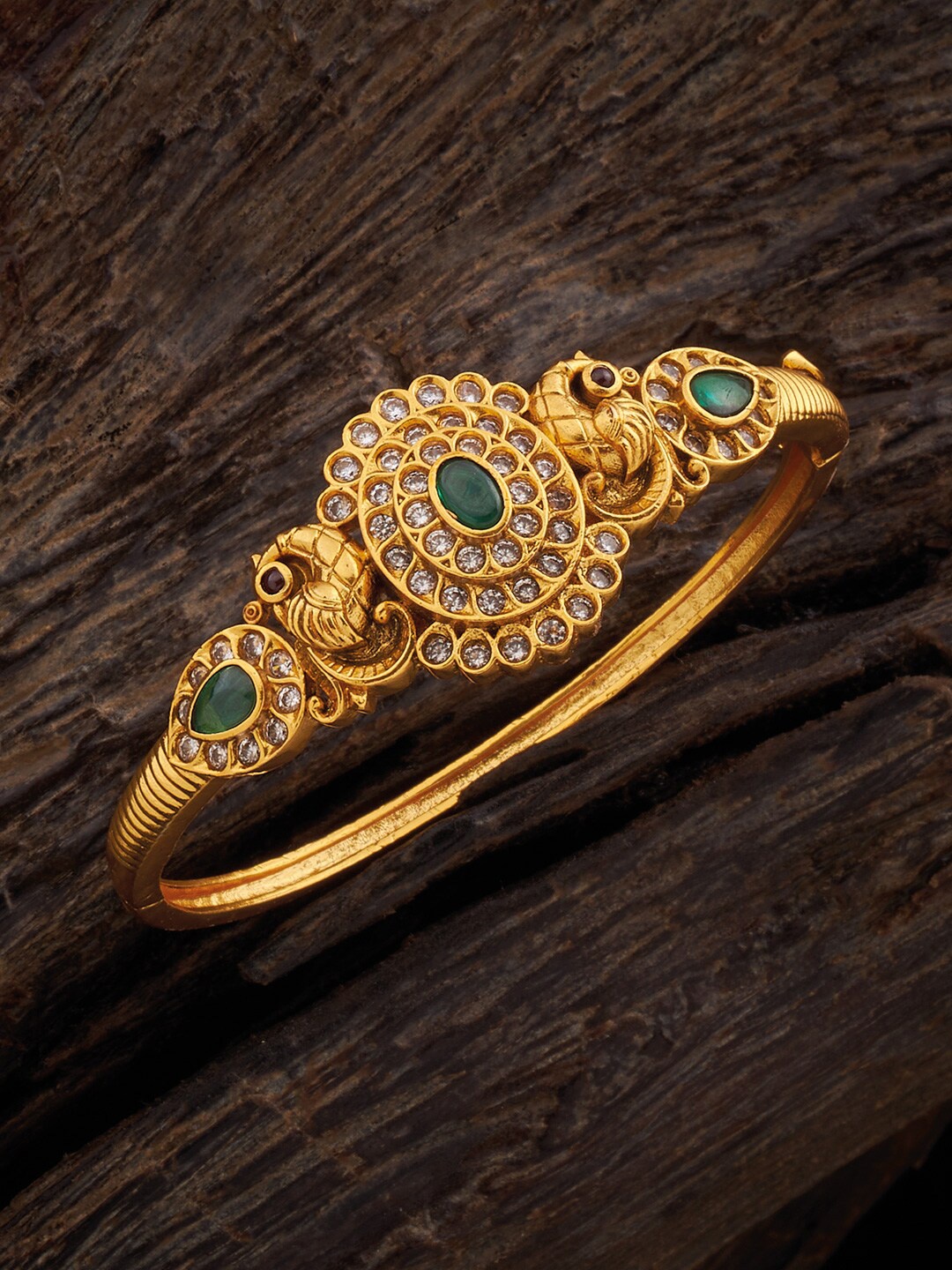 

Kushal's Fashion Jewellery Gold-Plated Cubic Zirconia Kada Bracelet