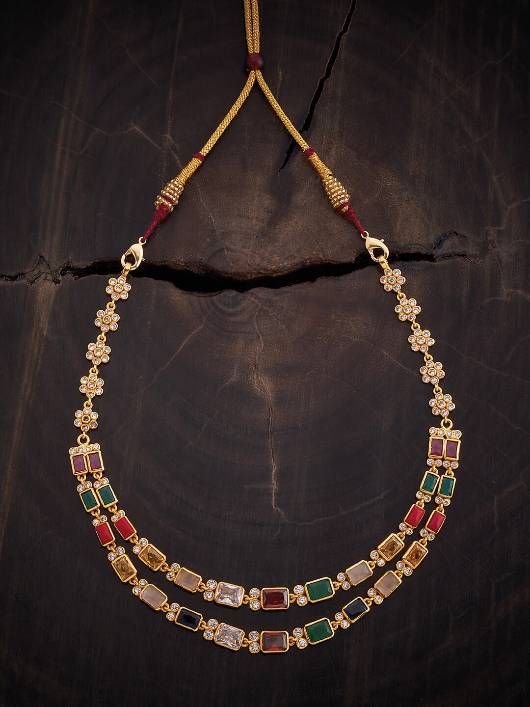 

Kushal's Fashion Jewellery 92.5 Pure Silver Gold-Plated Antique Necklace
