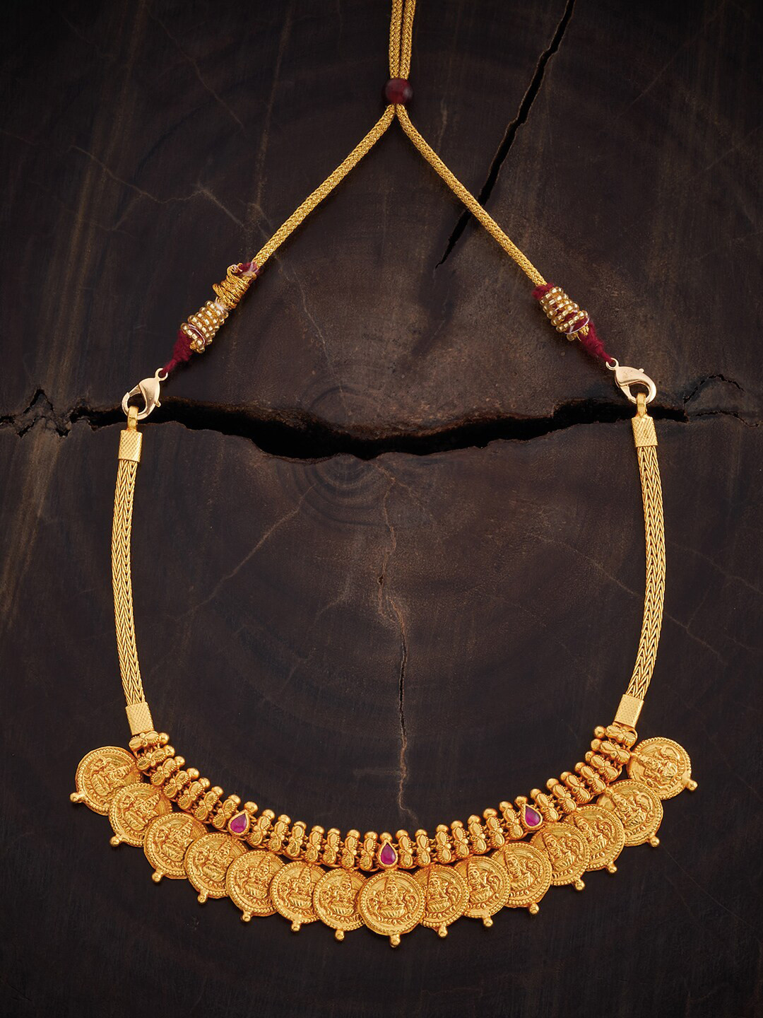 

Kushal's Fashion Jewellery Silver Gold-Plated Temple Necklace