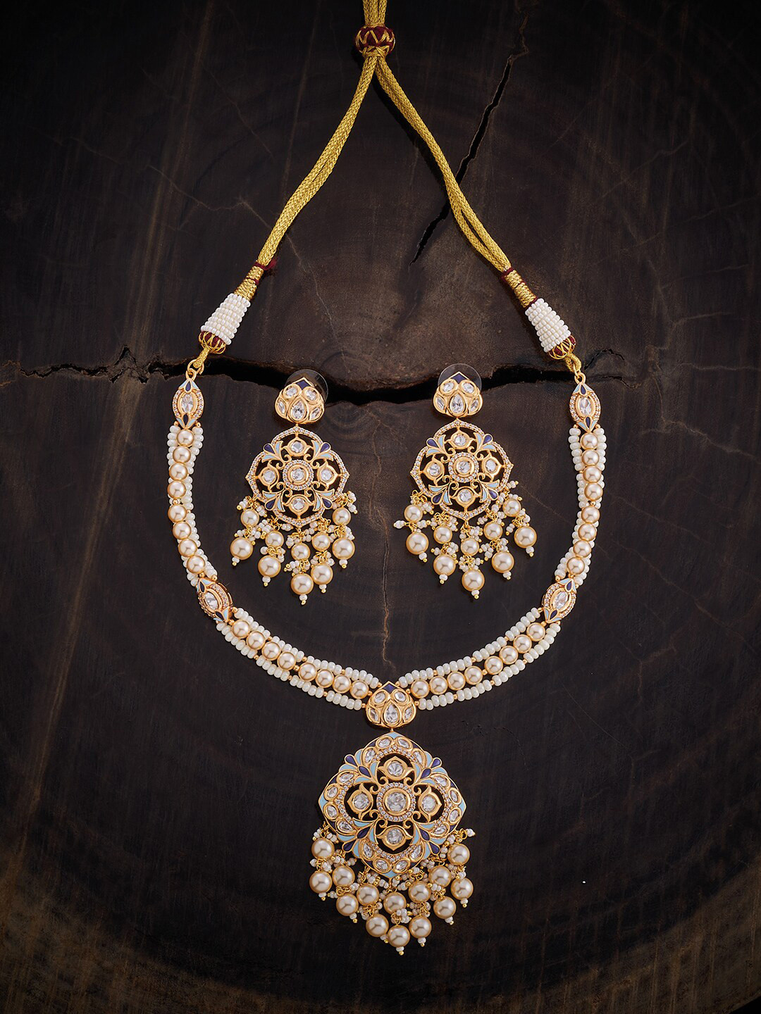 

Kushal's Fashion Jewellery Kundan Studded & Beaded Ethnic Jewellery Set, White