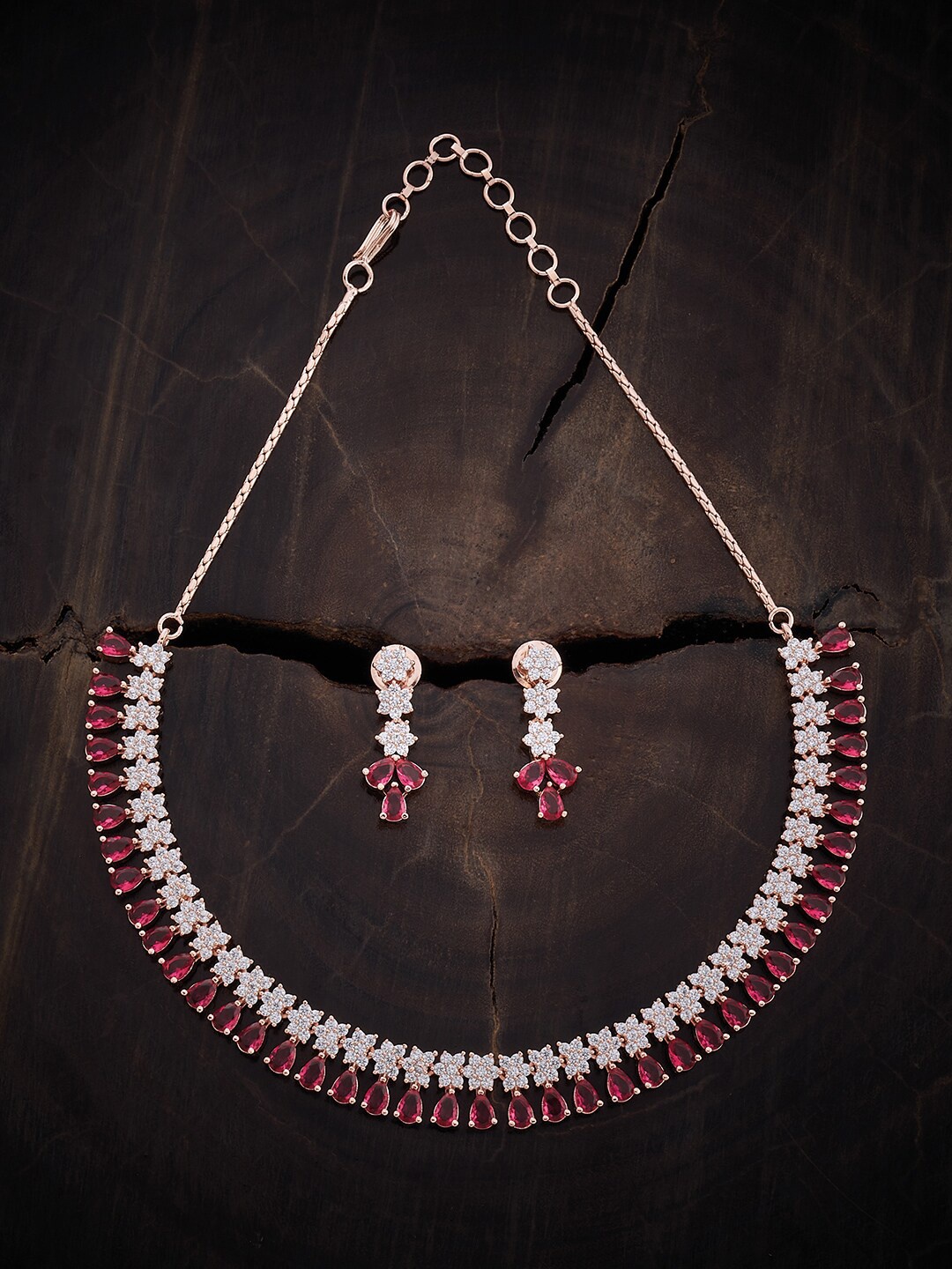 

Kushal's Fashion Jewellery Rose Gold-Plated Cubic Zirconia Studded Jewellery Set