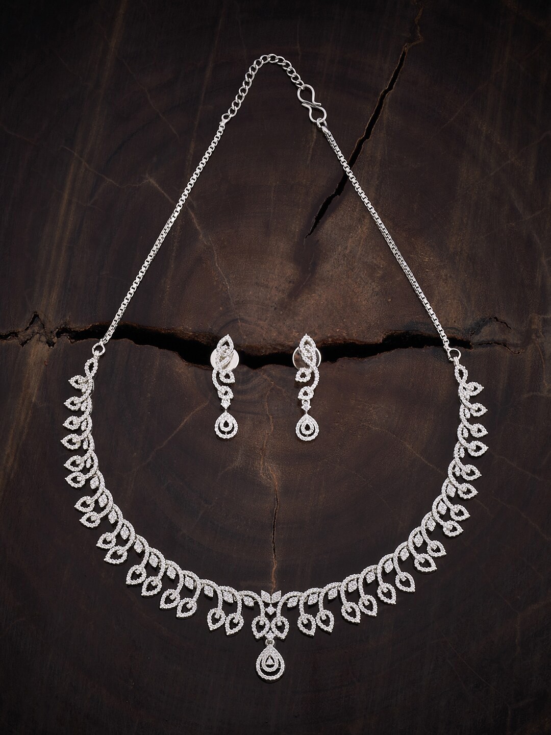 

Kushal's Fashion Jewellery Rhodium Plated Jewellery Set, Silver