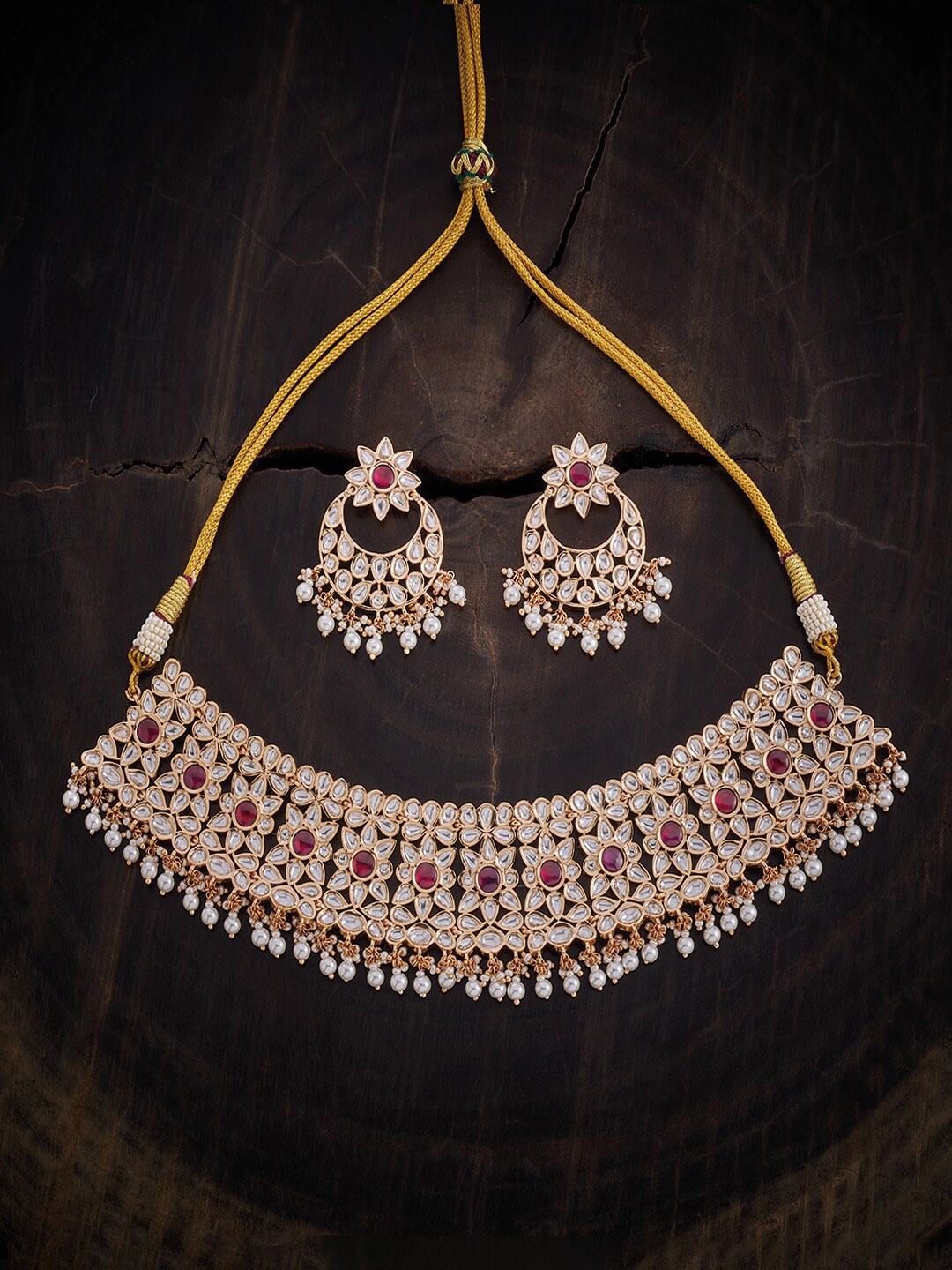 

Kushal's Fashion Jewellery Kundan Studded Jewellery Set, Gold