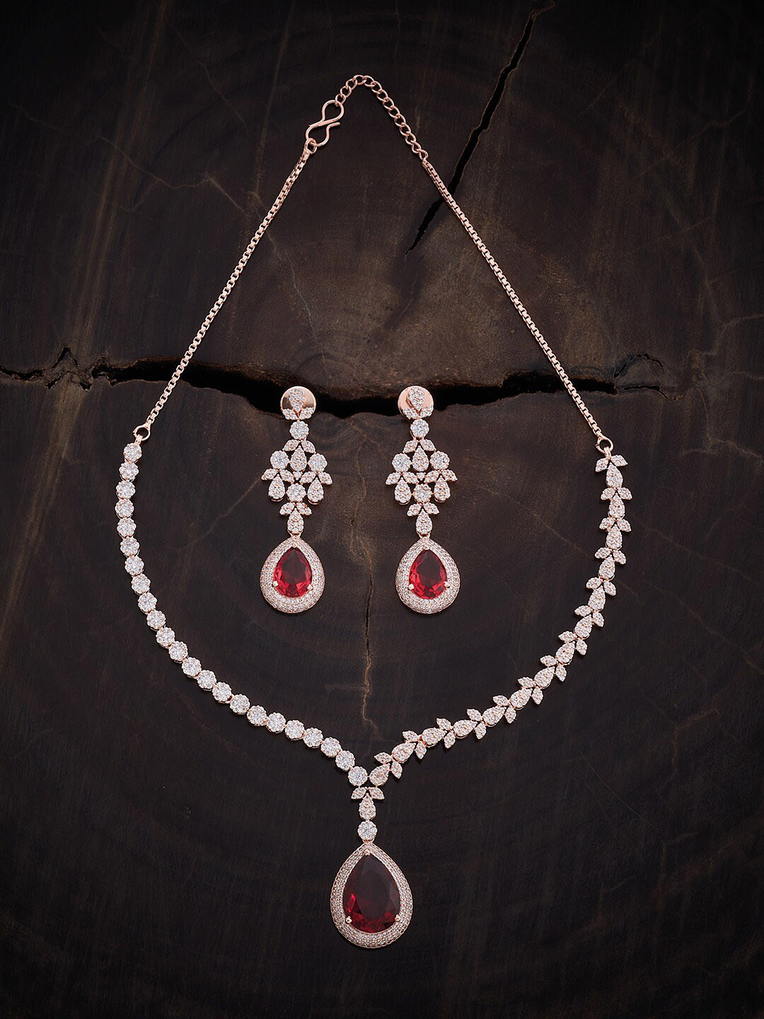 

Kushal's Fashion Jewellery Rose Gold-Plated Cubic Zirconia-Studded Jewellery Set