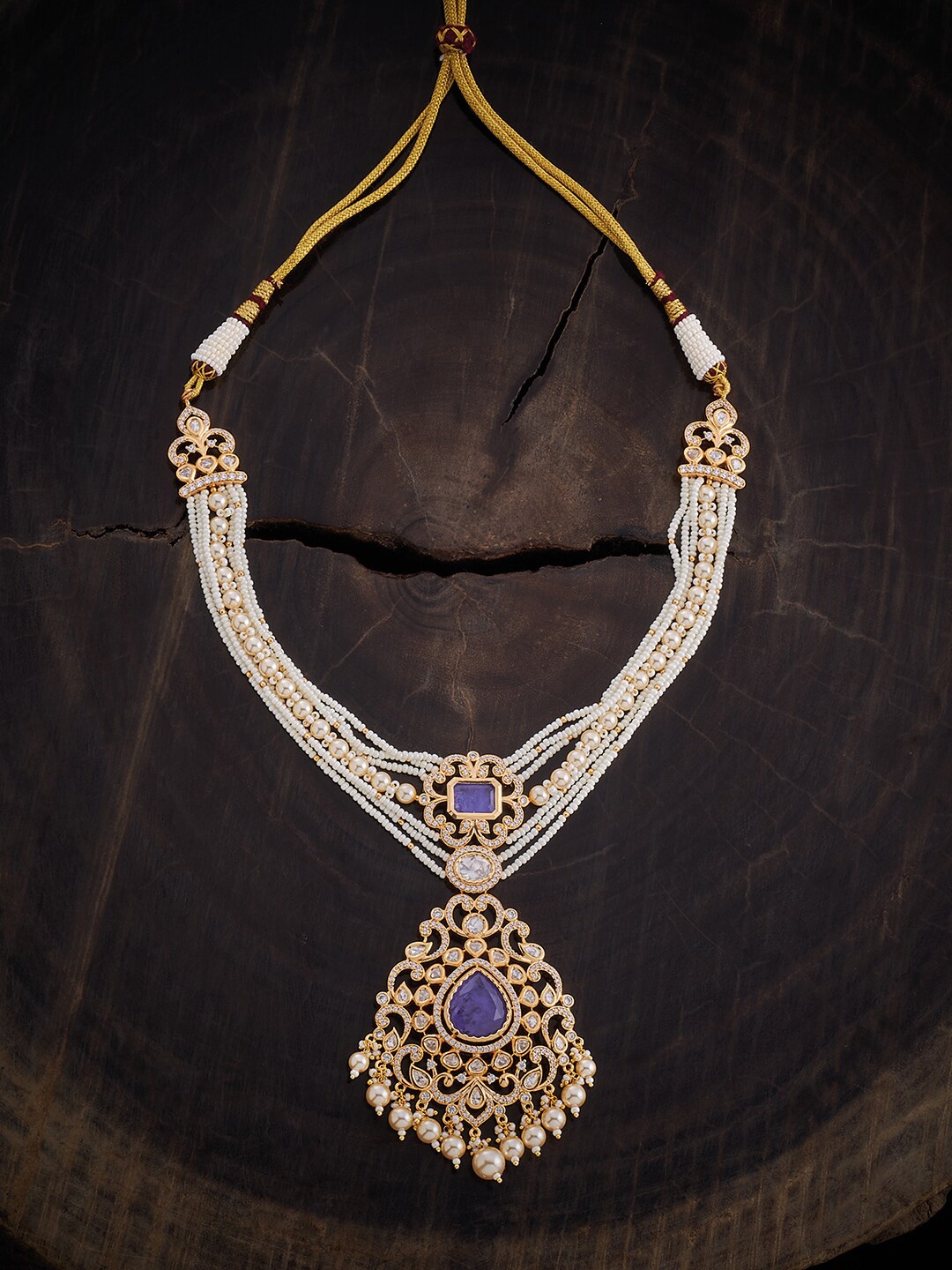 

Kushal's Fashion Jewellery Gold-Plated Kundan Necklace