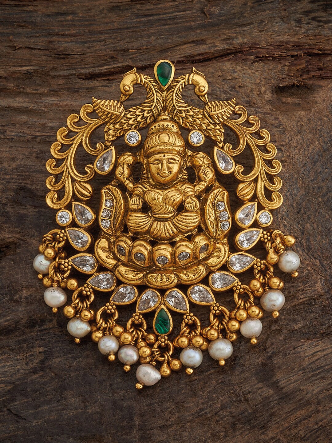 

Kushal's Fashion Jewellery Gold-Plated Pure 92.5 Pure Silver Temple Pendant