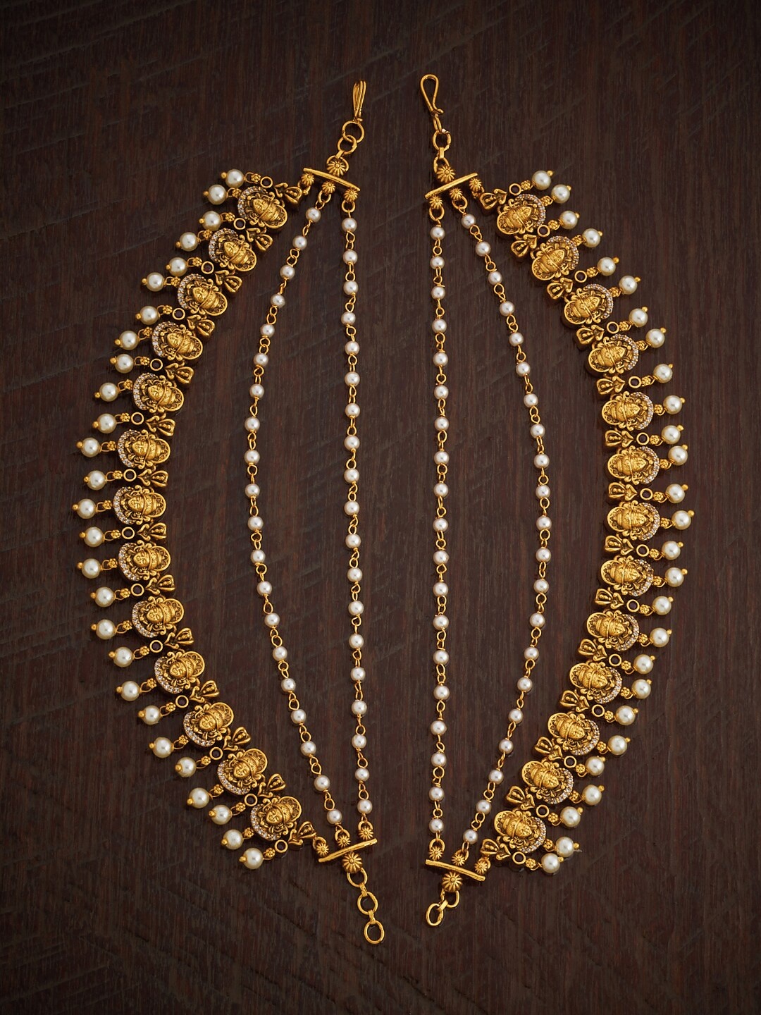 

Kushal's Fashion Jewellery Set of 2 Gold Plated Embellished Hair Accessory Set