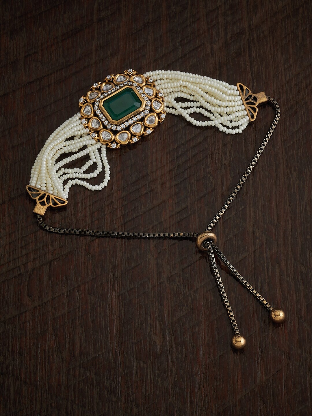 

Kushal's Fashion Jewellery Kundan Wraparound Bracelet, Gold