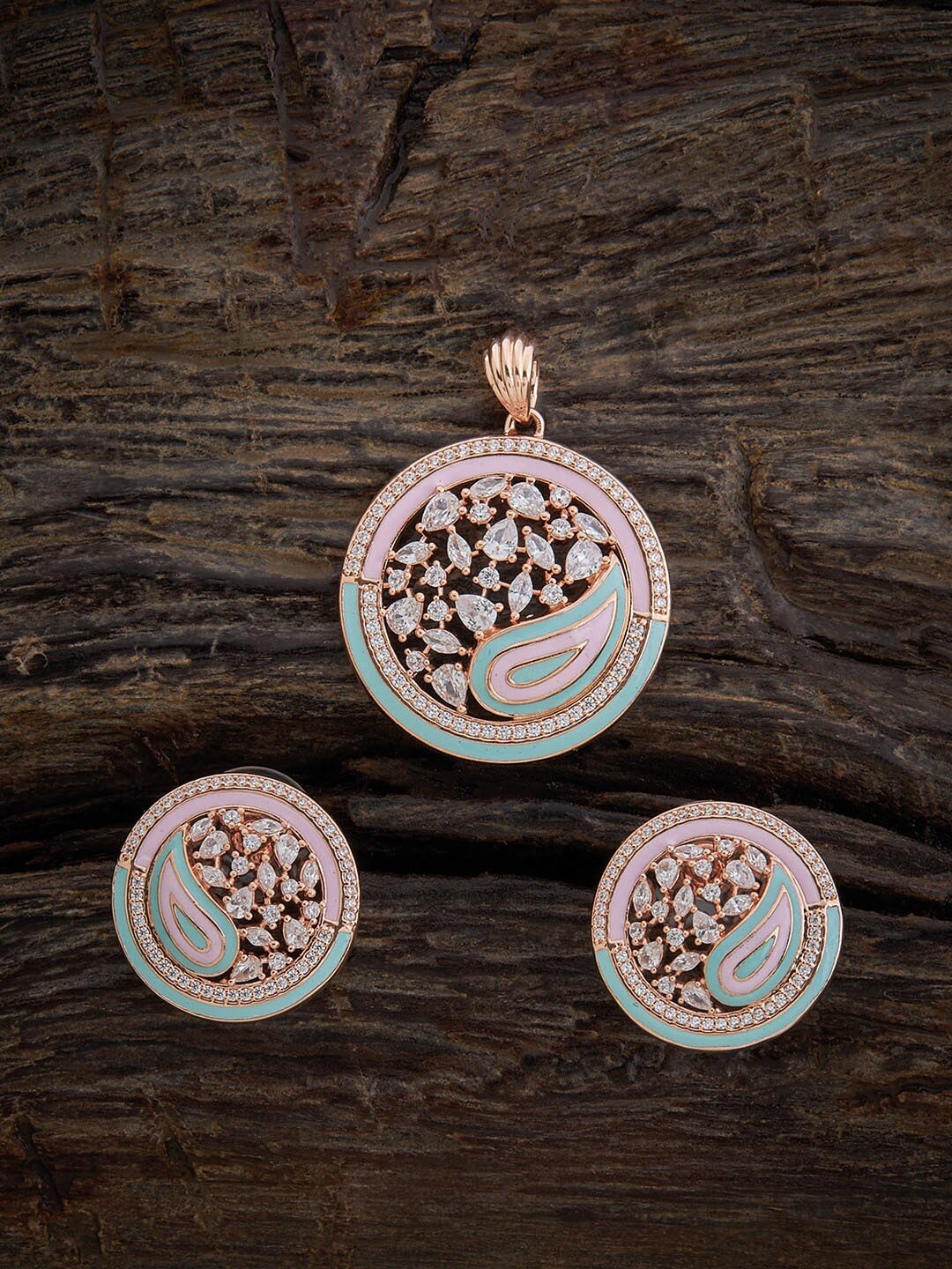 

Kushal's Fashion Jewellery Rose Gold-Plated Zircon Studded Jewellery Set