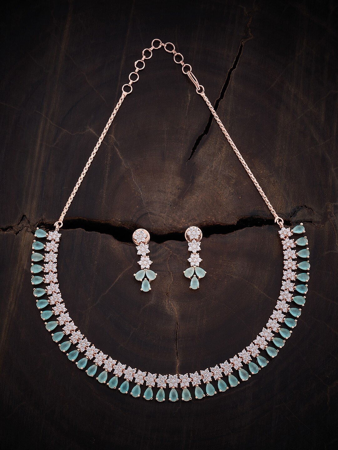 

Kushal's Fashion Jewellery Rose Gold-Plated Zircon Studded Jewellery Set