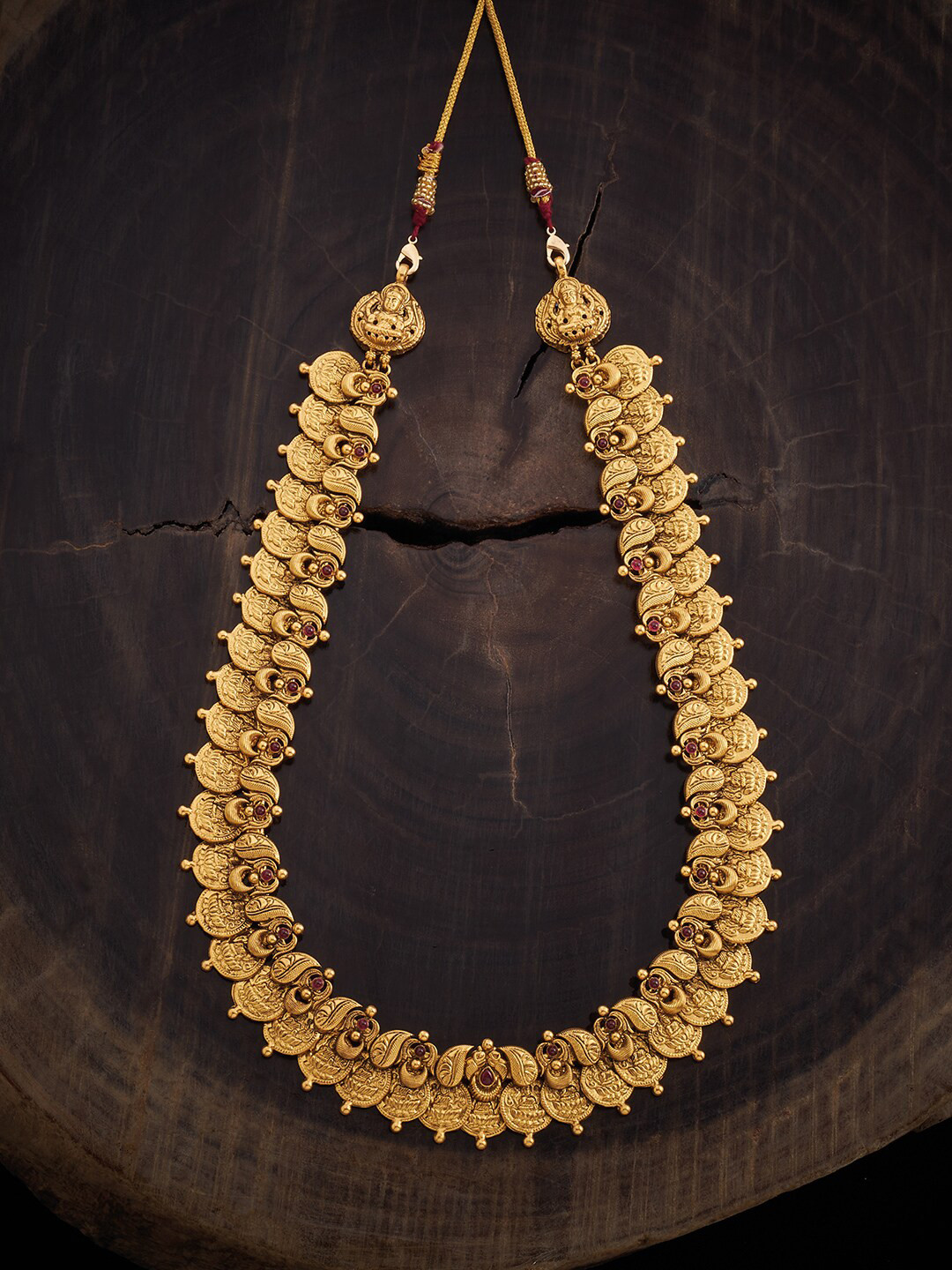 

Kushal's Fashion Jewellery Gold-Plated Stone-Studded 92.5 Pure Silver Temple Necklace