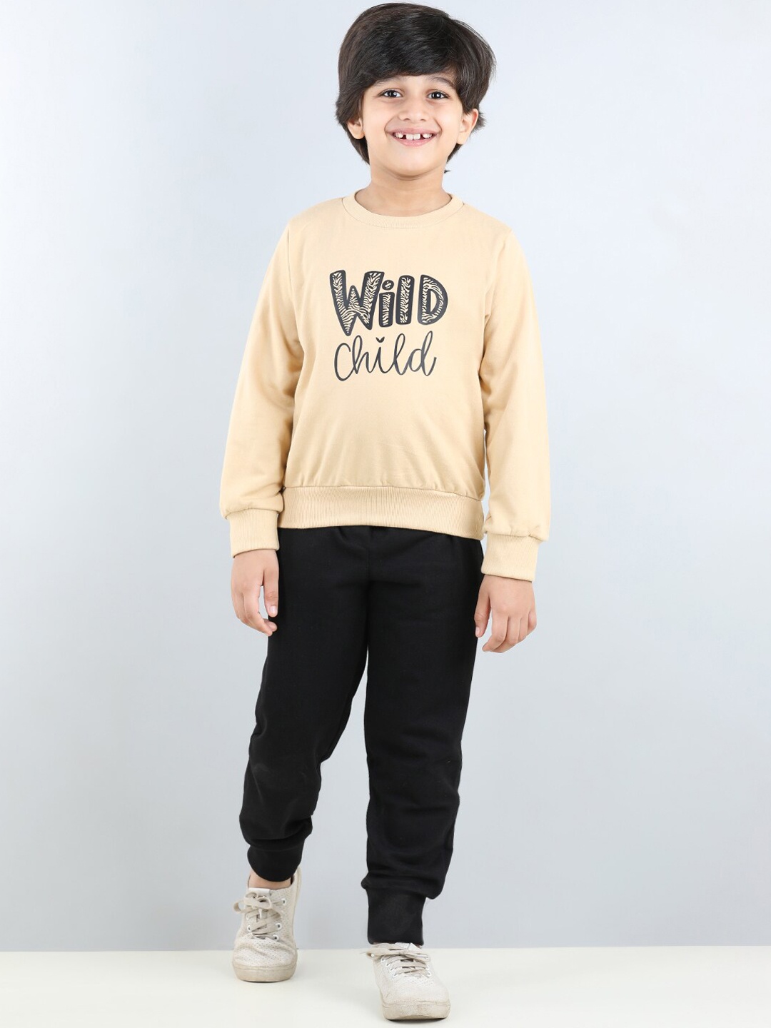 

AWW HUNNIE Boys Sweatshirt & Mid-Rise Joggers, Beige