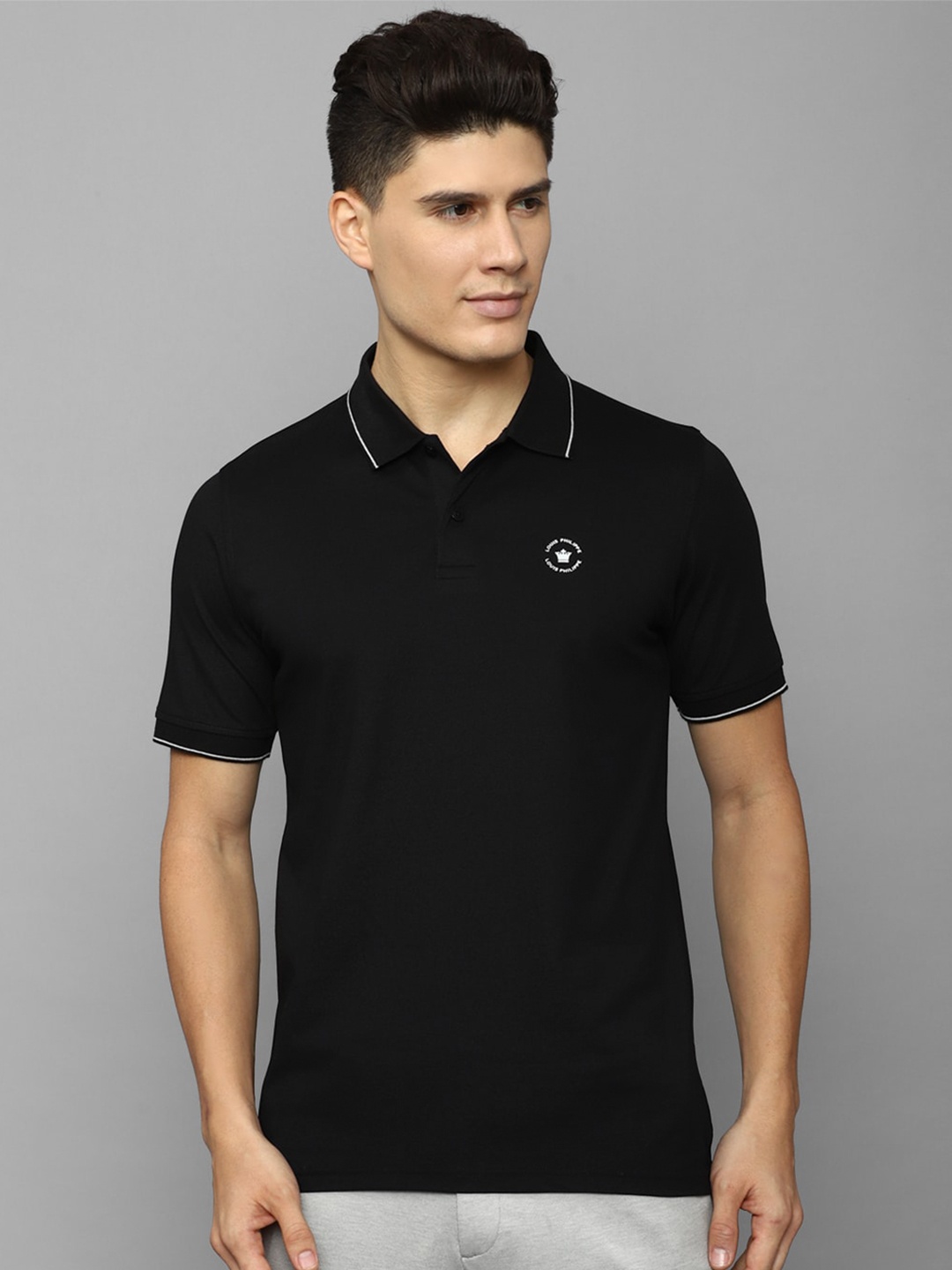 

Louis Philippe Polo Collar Pure Cotton Casual T-shirt, Black