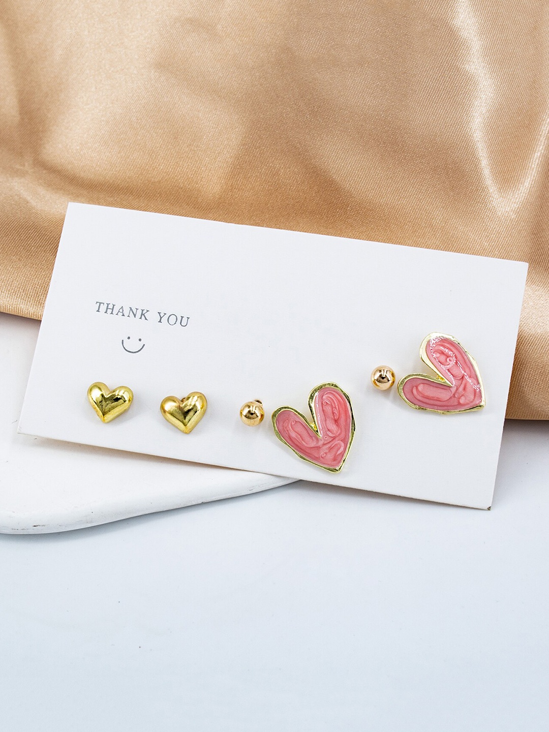 

VIEN Set Of 3 Gold Plated Studs Earrings