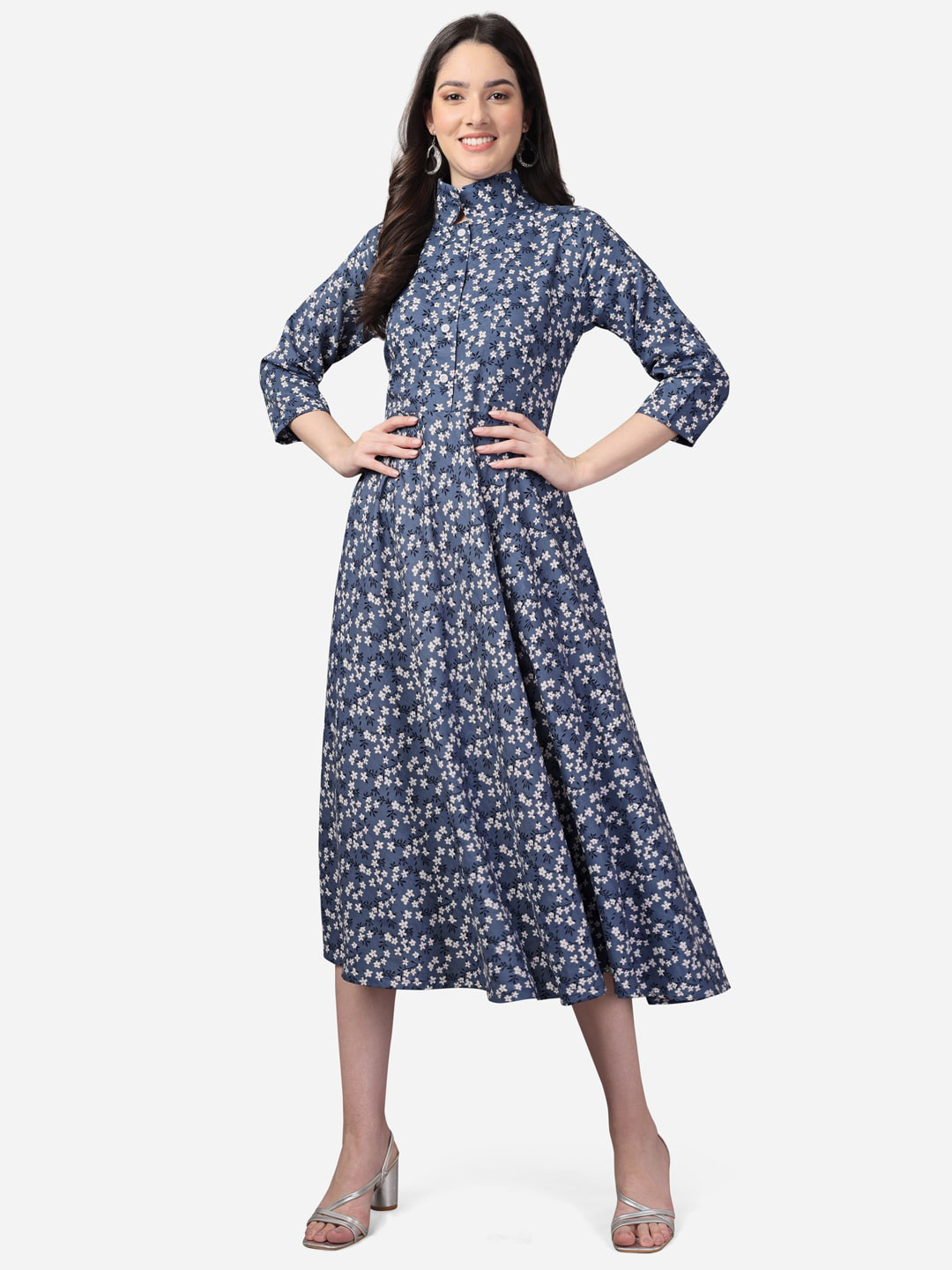

Fashion2wear Floral Print Fit & Flare Midi Dress, Grey