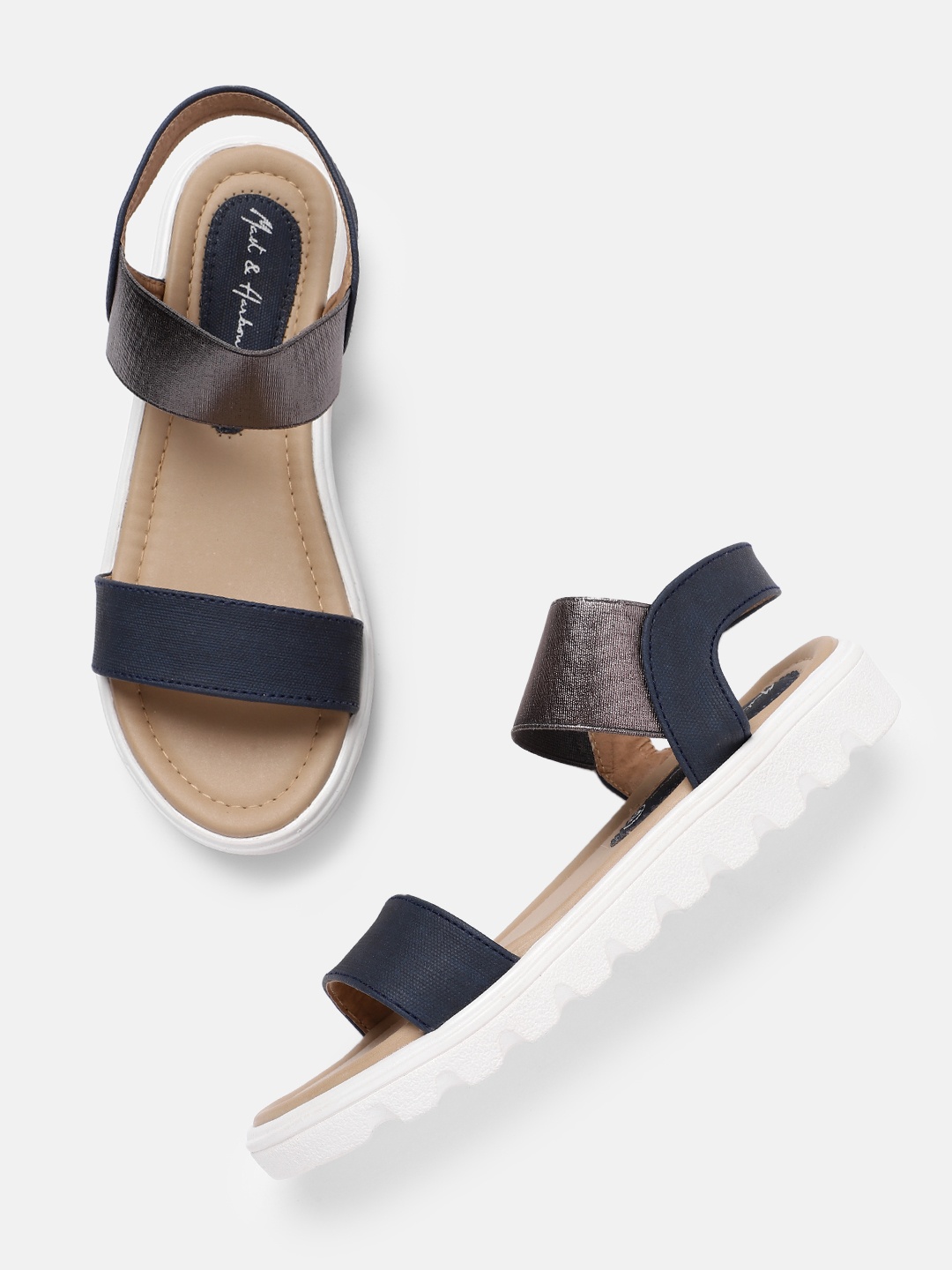 

Mast & Harbour Women Open Toe Flats, Navy blue