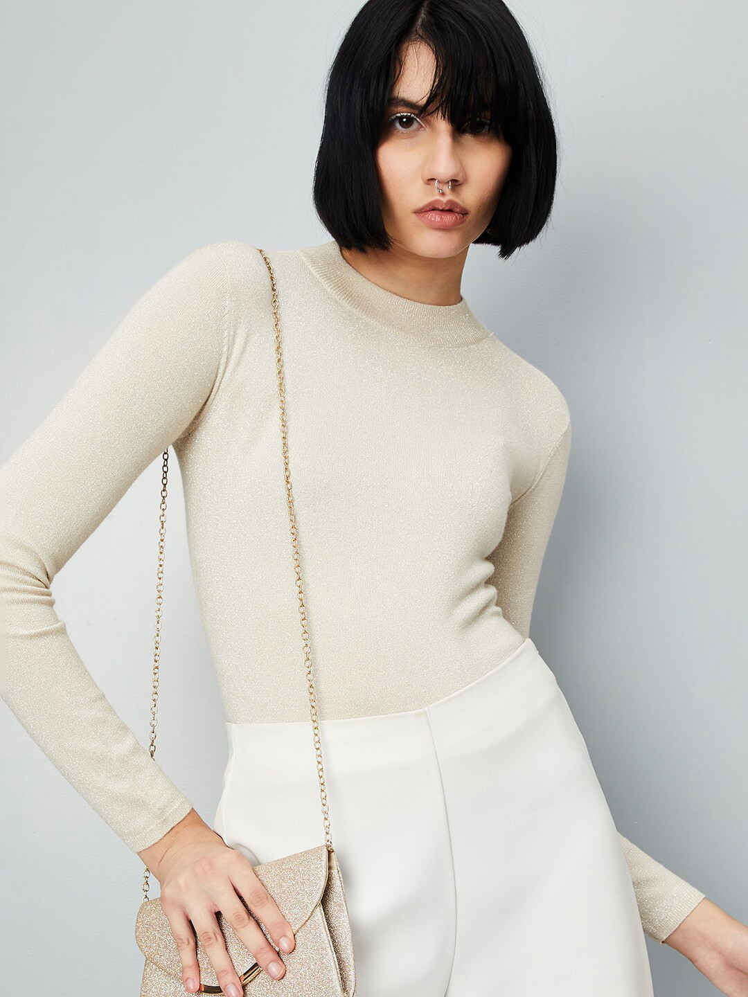 

max Long Sleeves Acrylic Pullover, Beige