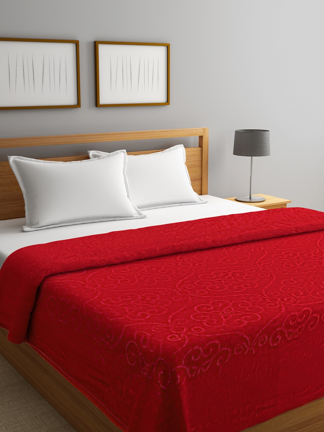 

Home Sizzler Red Floral Mink Heavy Winter 350 GSM Double Bed Blanket