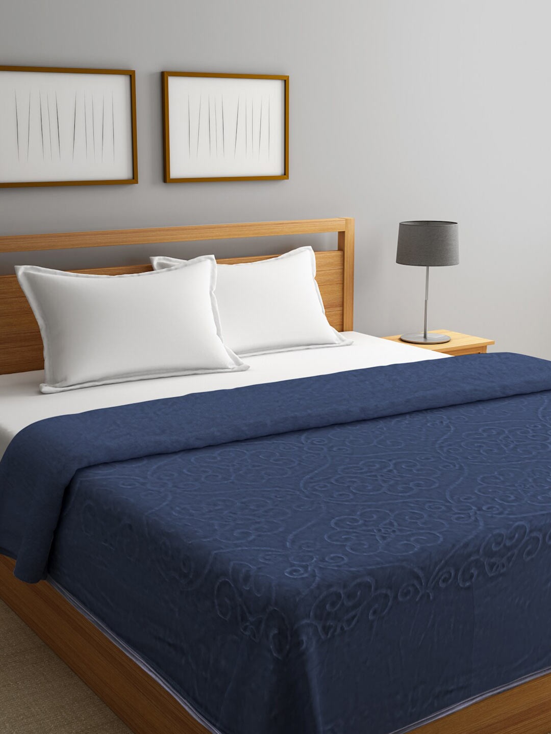 

Home Sizzler Navy Blue Floral Mink Heavy Winter 350 GSM Double Bed Blanket