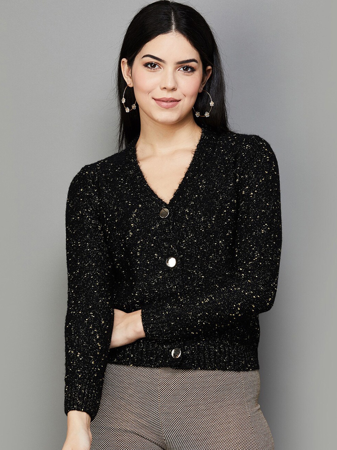 

CODE by Lifestyle Self Design Cable Knit Acrylic Cardigan, Black