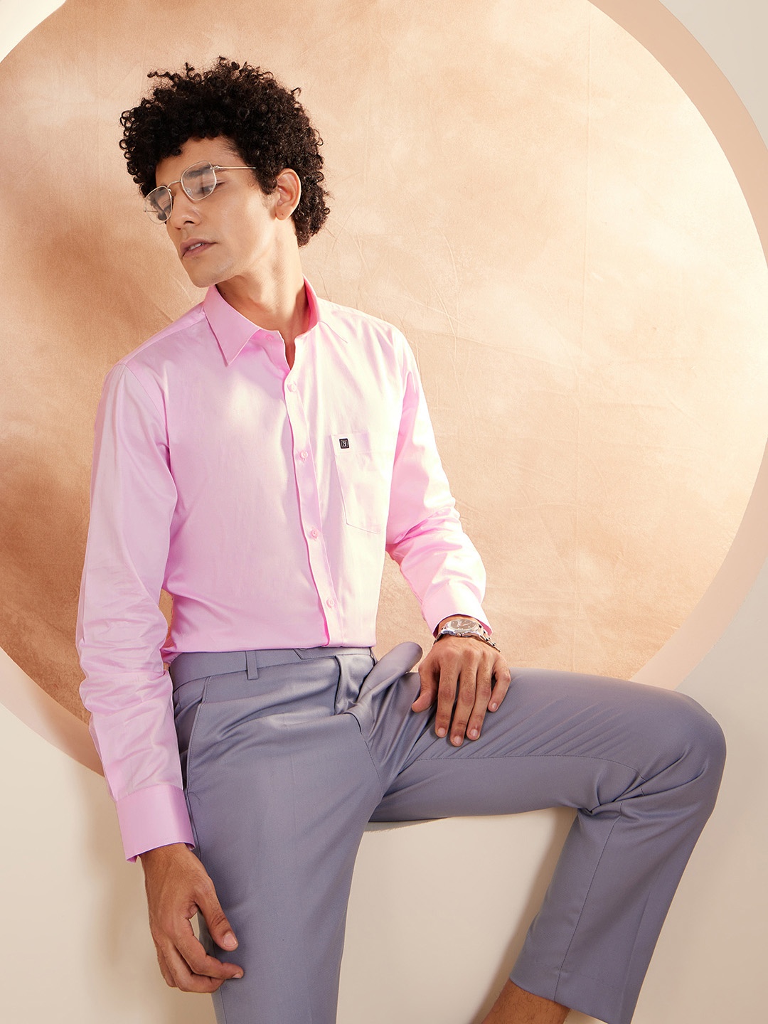 

DENNISON Brand Logo Cotton Satin Shirt, Pink