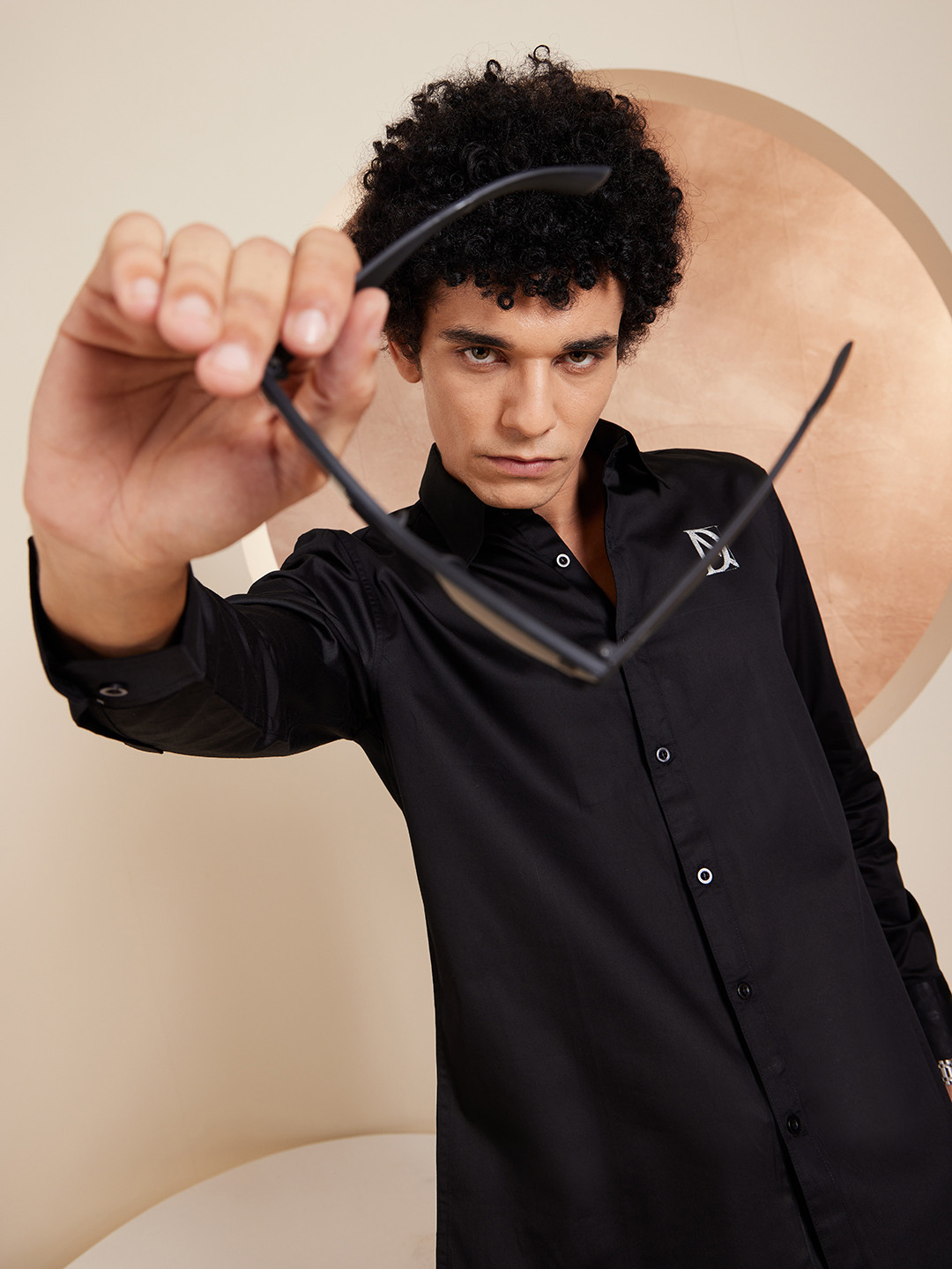 

DENNISON Smart Opaque Cotton Casual Shirt, Black