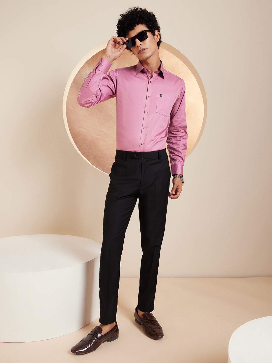 

DENNISON Brand Logo Cotton Satin Shirt, Pink