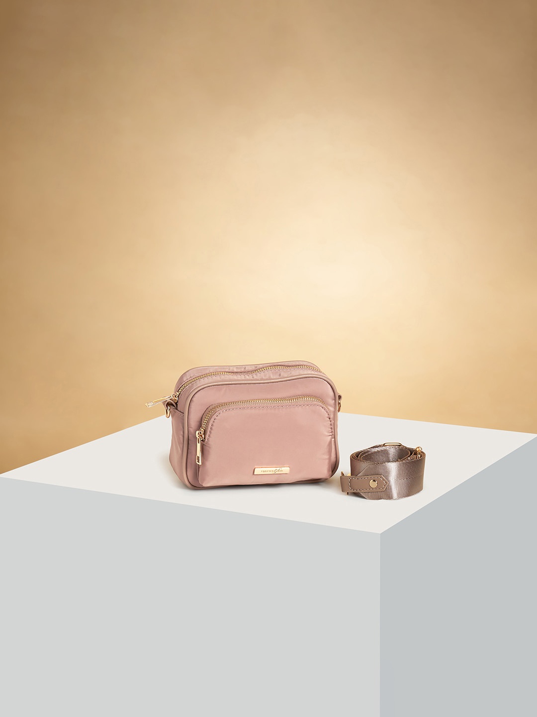 

Forever Glam by Pantaloons PU Structured Sling Bag, Brown
