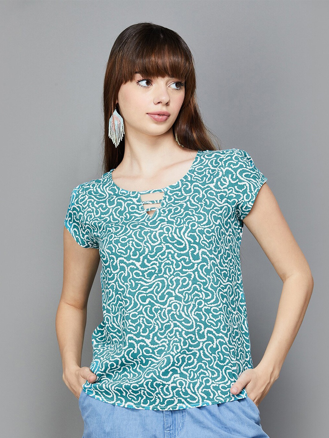 

Fame Forever by Lifestyle Abstract Printed Top, Green