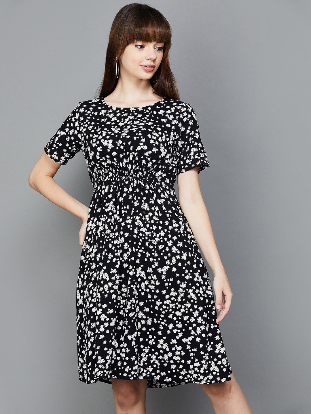 Fame Forever by Lifestyle Floral Print A-Line Dress, Black