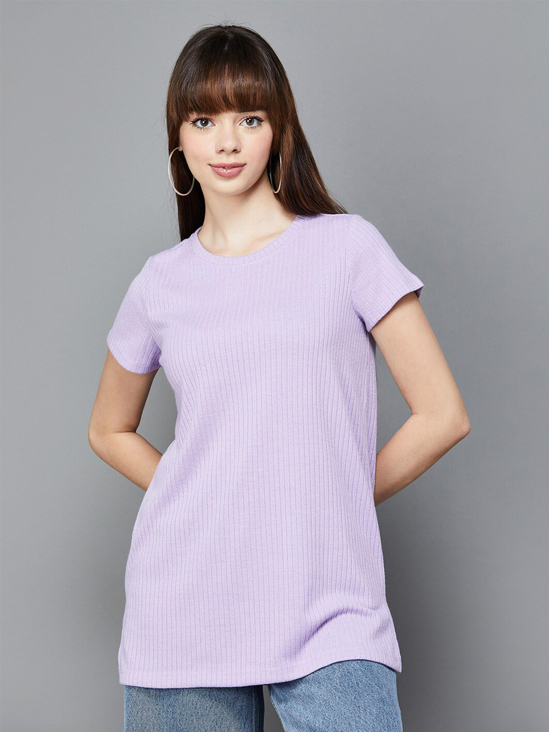

Fame Forever by Lifestyle Round Neck Top, Purple