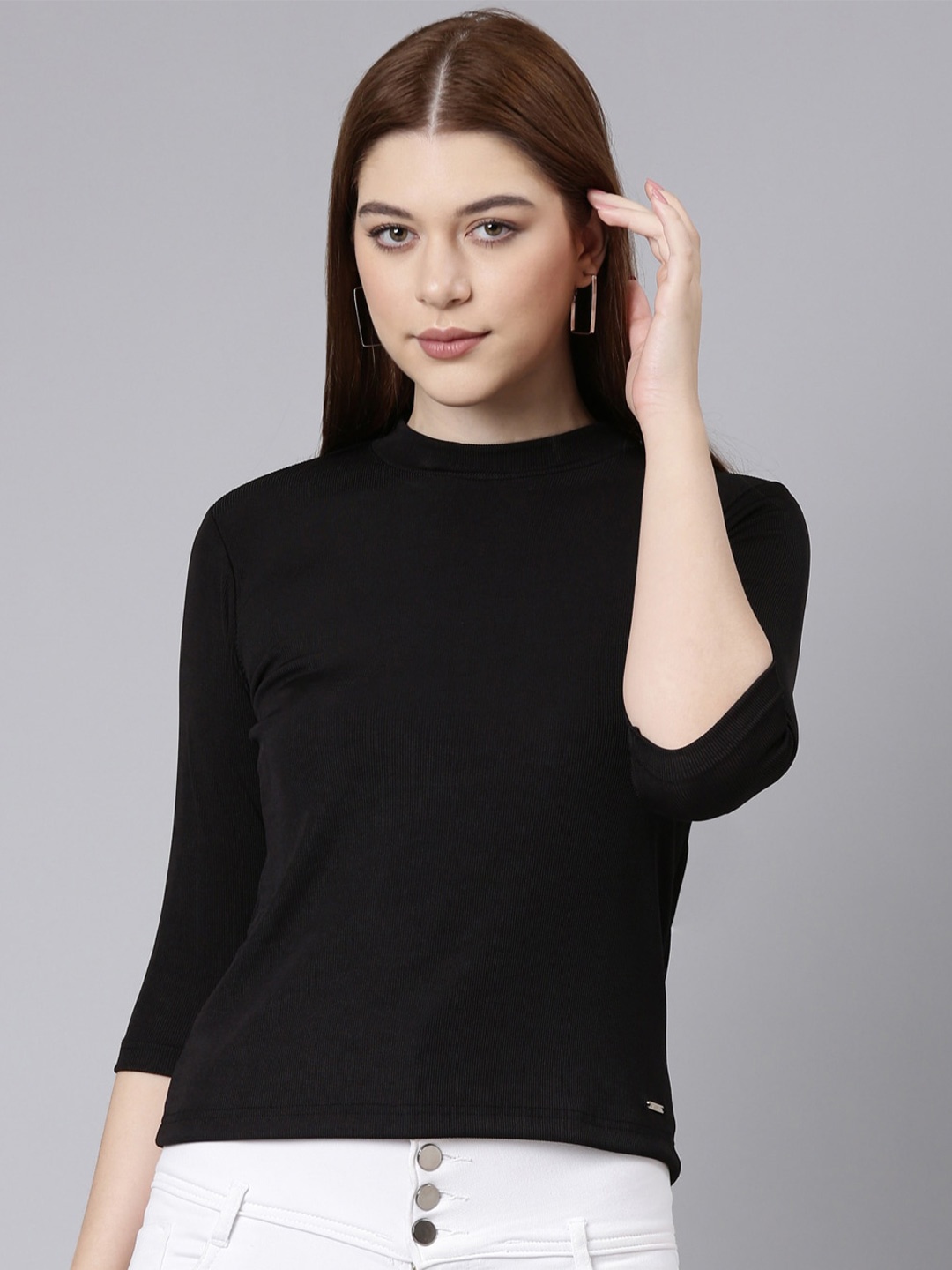

TWIN BIRDS High Neck T-shirt, Black