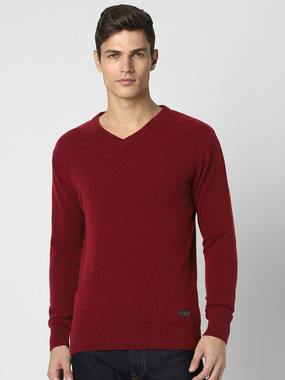 

Peter England Casuals V-Neck Pure Cotton Pullover, Maroon