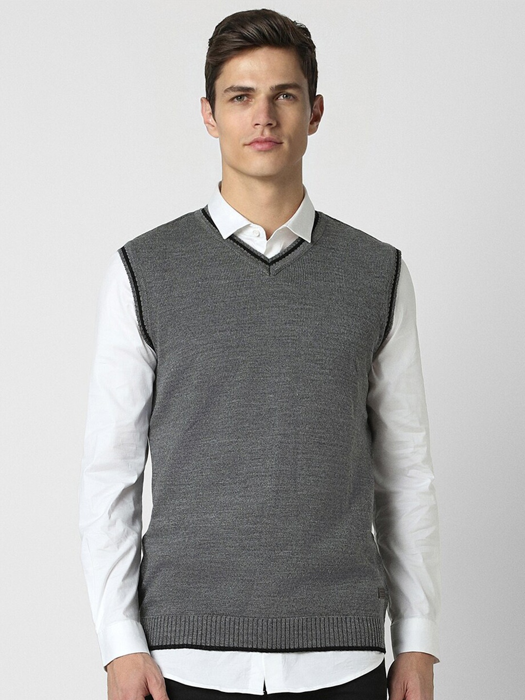 

Peter England Casuals V-Neck Acrylic Sweater Vest, Grey