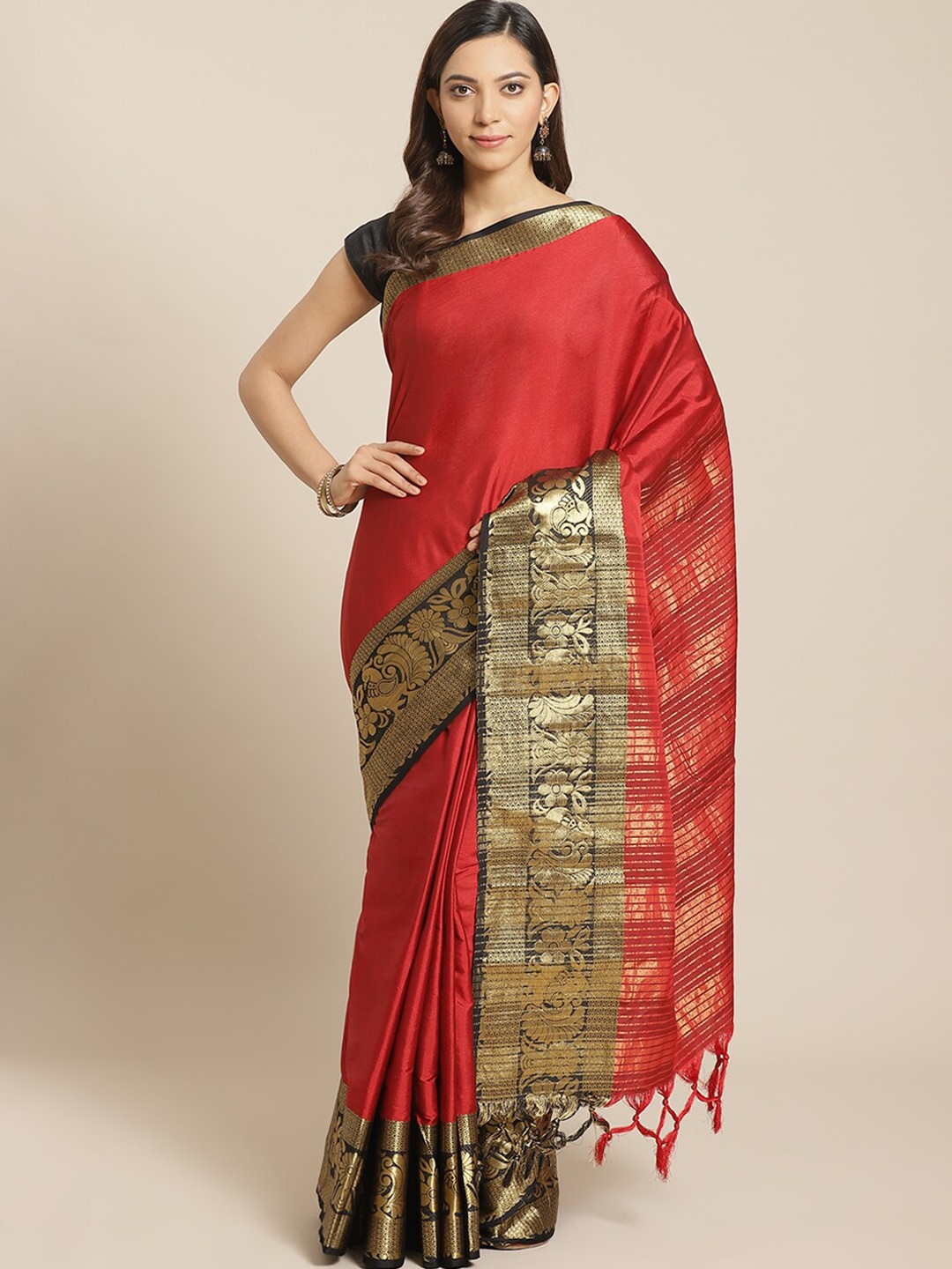 

Mitera Red Woven Design Zari Banarasi Saree