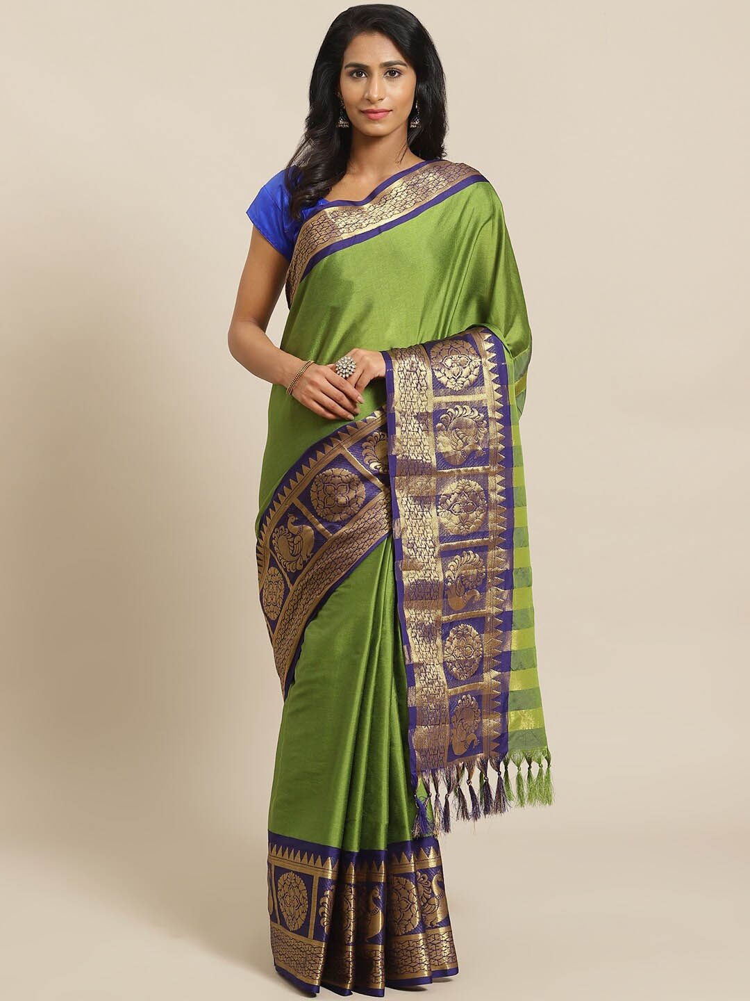 

Mitera Green Zari Banarasi Saree