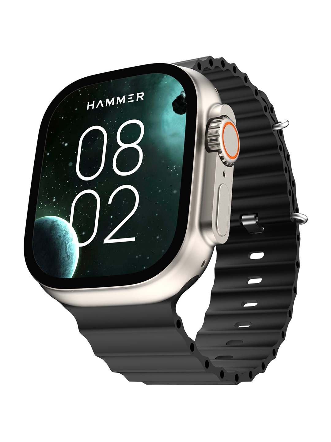 

HAMMER Active 2.0 1.95 Inch Always On Display Bluetooth Calling Rotating Crown Smart Watch, Black