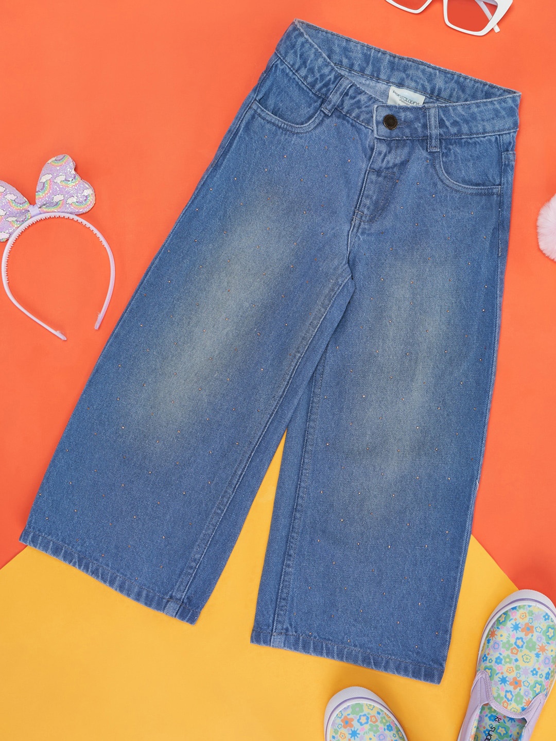 

Pantaloons Junior Girls Blue Clean Look Light Fade Cotton Jeans