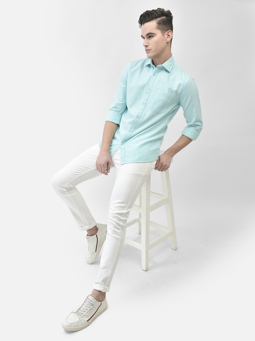 

Crimsoune Club Slim Fit Cotton Casual Shirt, Green
