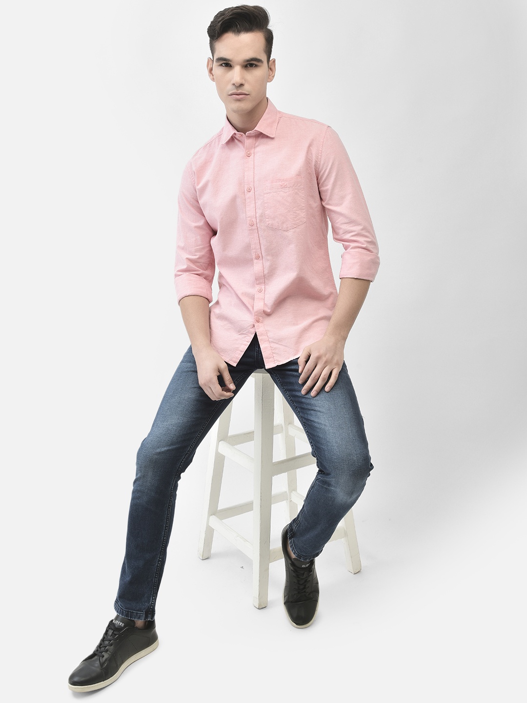 

Crimsoune Club Slim Fit Pure Cotton Casual Shirt, Pink