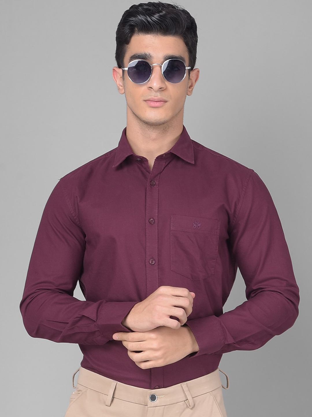 

Crimsoune Club Slim Fit Pure Cotton Casual Shirt, Maroon