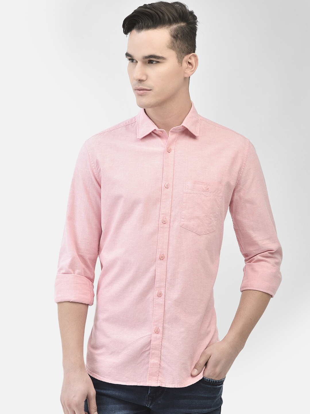 

Crimsoune Club Slim Fit Pure Cotton Casual Shirt, Pink