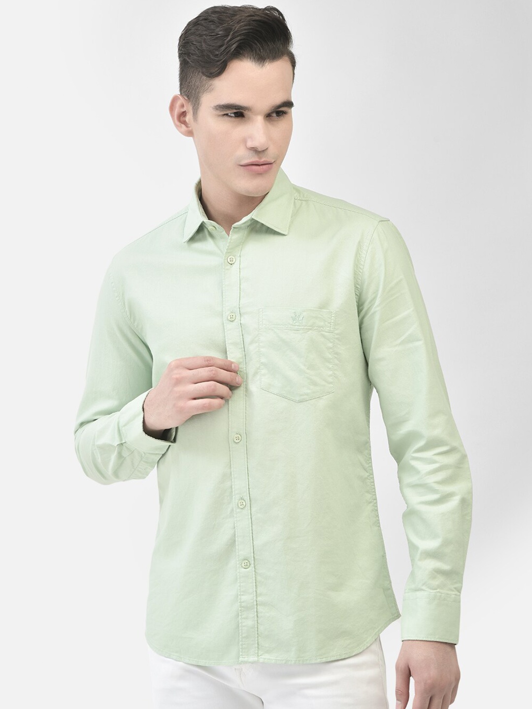 

Crimsoune Club Slim Fit Cotton Casual Shirt, Green