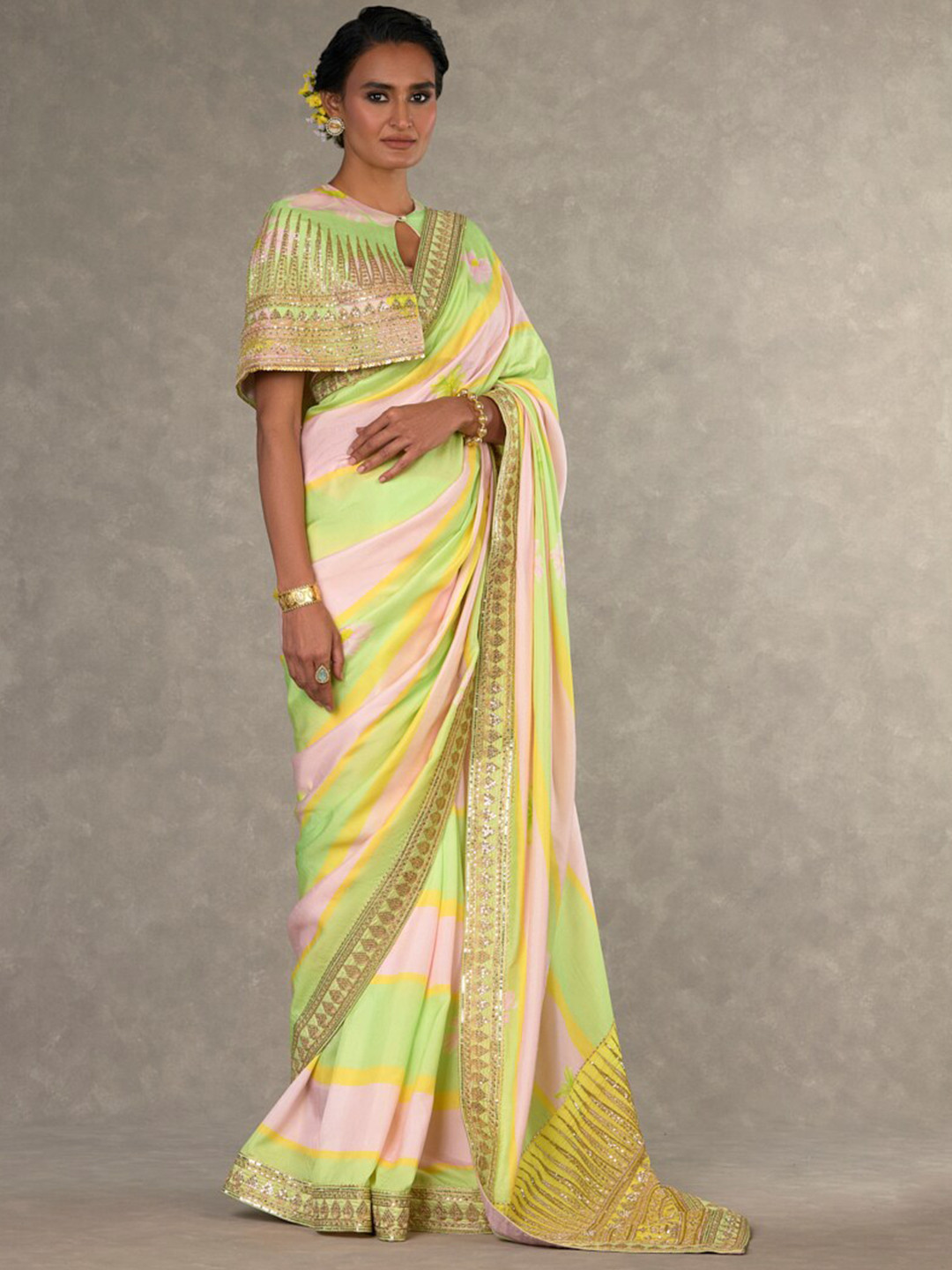 

Masaba Summertime Sorbet 'Parijat' Saree, Green